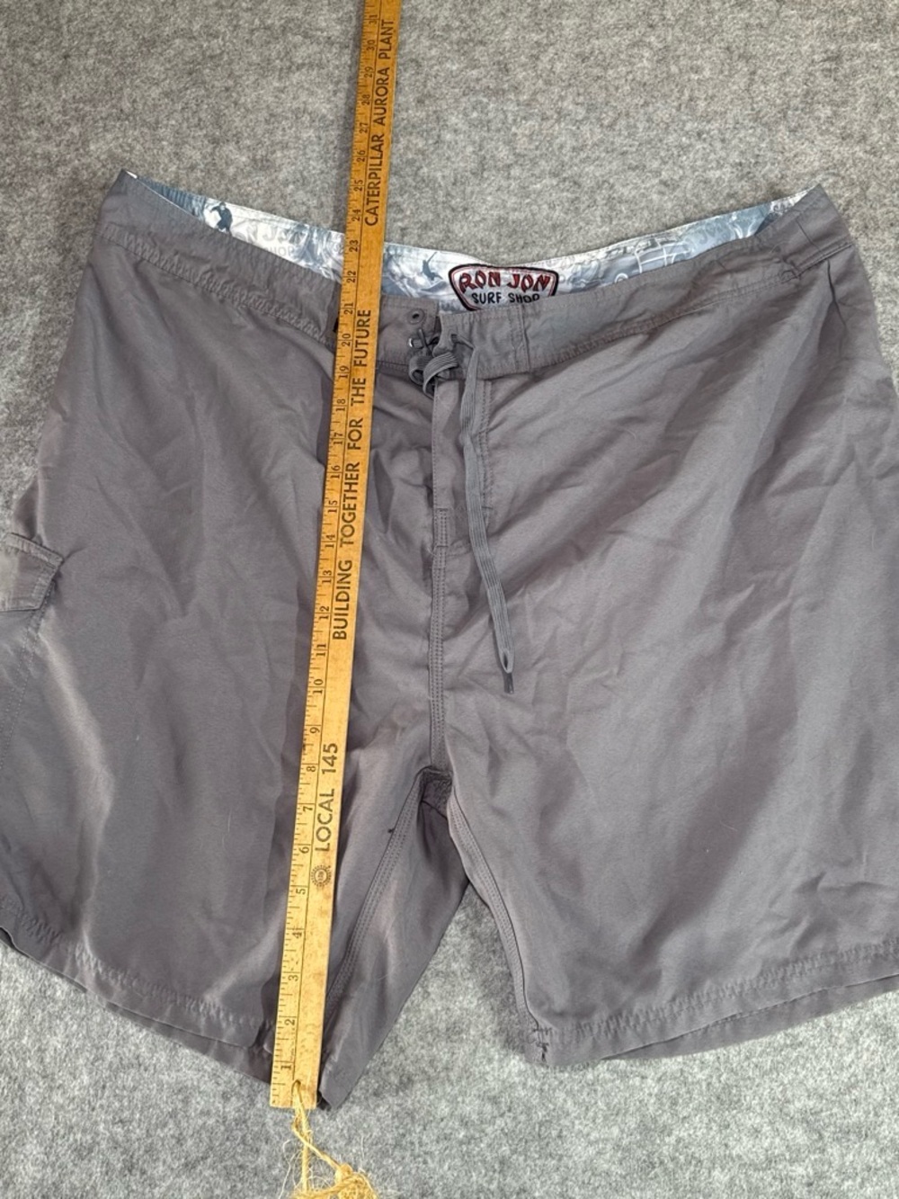 Ron Jon Men's Gray Swim Trunks with Drawstring Waist